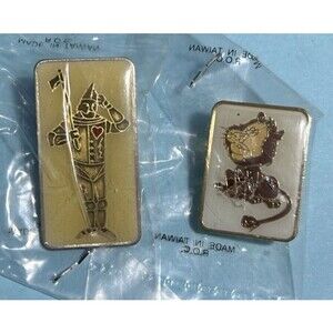 The Wizard of Oz  Tin man and Cowardly Lion Enamel Pin Set New Old Stock